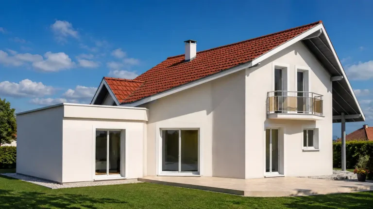 Agrandissement moderne à Apprieu — extension toit plat et tuiles